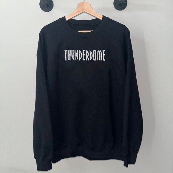 Black White Thunderdome Rave Scene Hardcore Techno Crewneck Sweatshirt - Picture 1 of 2